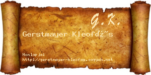 Gerstmayer Kleofás névjegykártya